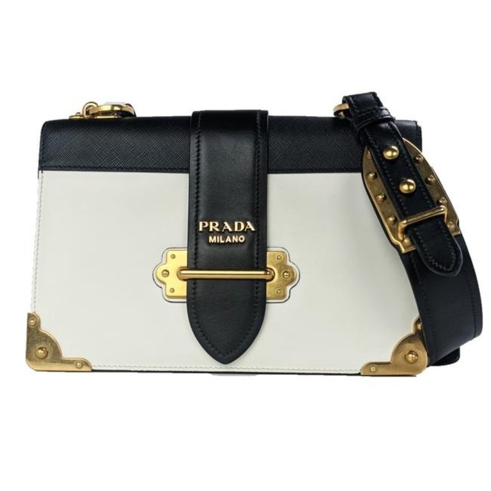 SOLDPrada White Leather Large Cahier Crossbody Bag - Picture 1 of 10